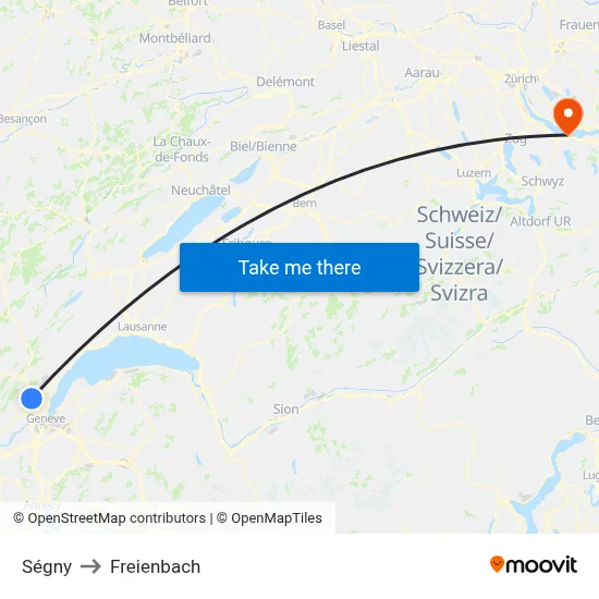 Ségny to Freienbach map