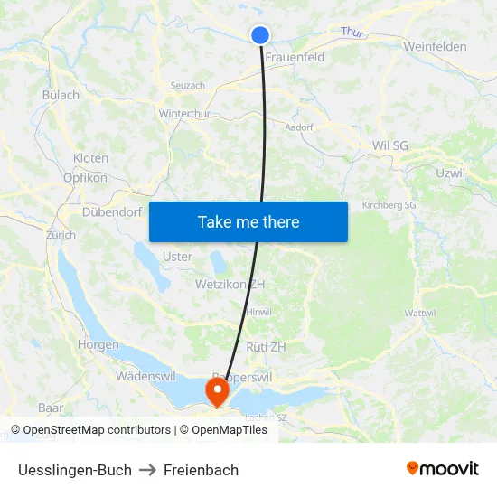 Uesslingen-Buch to Freienbach map