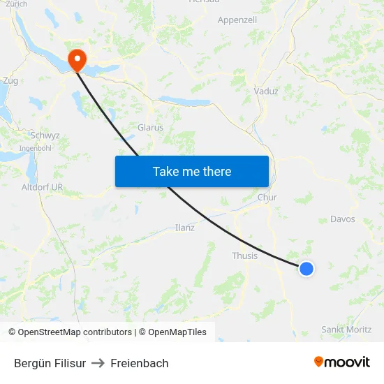 Bergün Filisur to Freienbach map