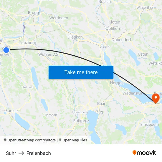 Suhr to Freienbach map