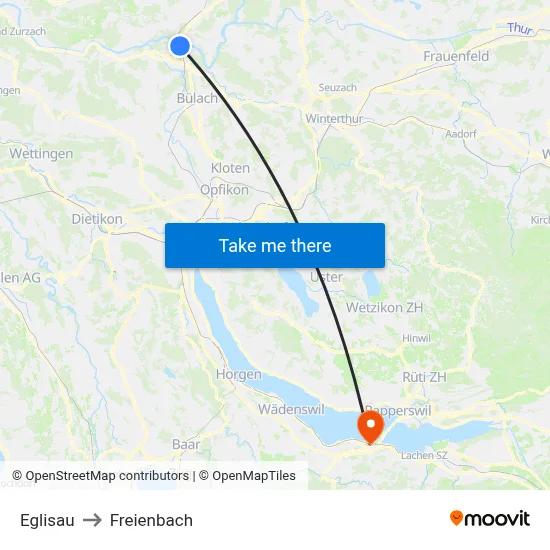 Eglisau to Freienbach map