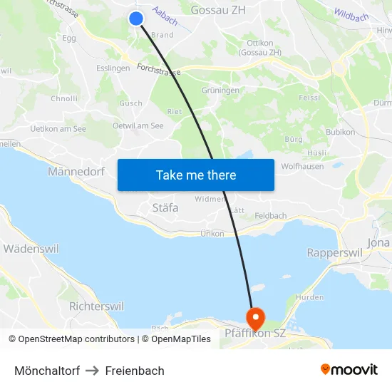 Mönchaltorf to Freienbach map