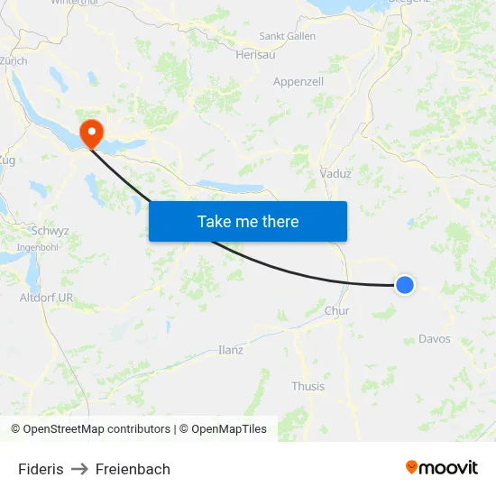 Fideris to Freienbach map