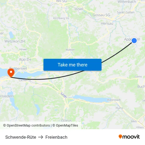Schwende-Rüte to Freienbach map