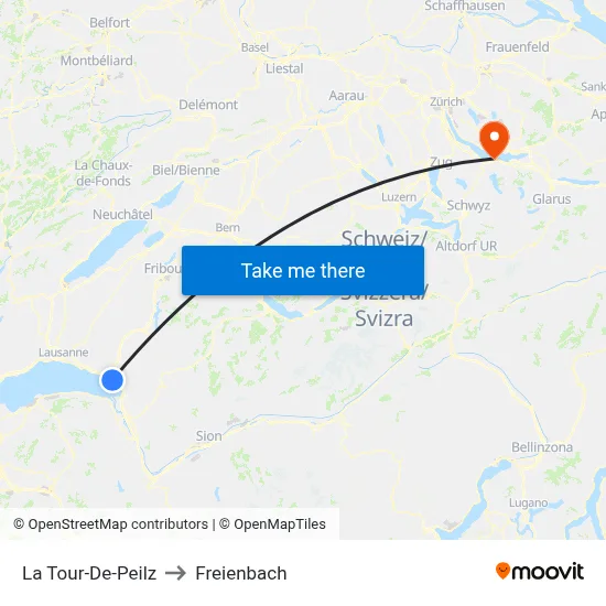 La Tour-De-Peilz to Freienbach map