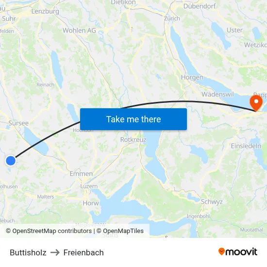 Buttisholz to Freienbach map