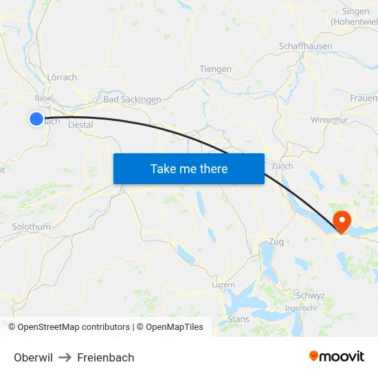Oberwil to Freienbach map