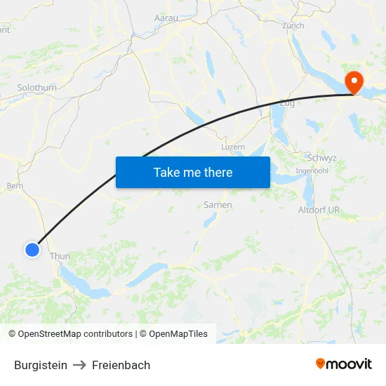 Burgistein to Freienbach map