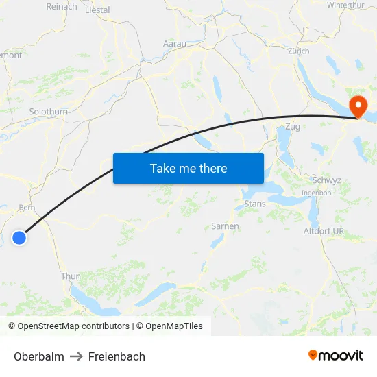 Oberbalm to Freienbach map