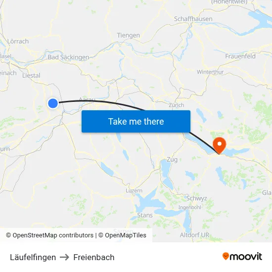 Läufelfingen to Freienbach map