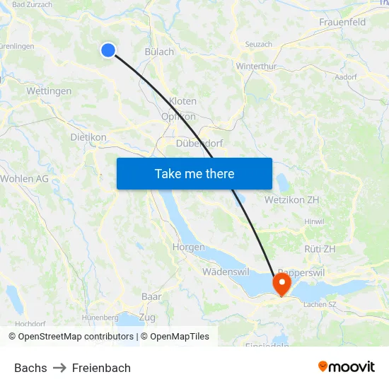Bachs to Freienbach map