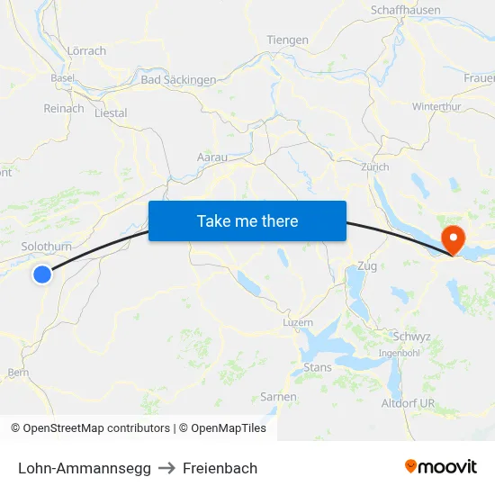Lohn-Ammannsegg to Freienbach map