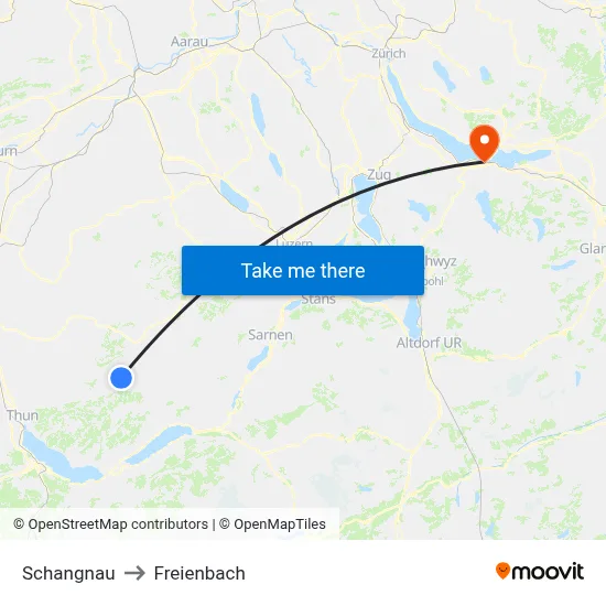 Schangnau to Freienbach map