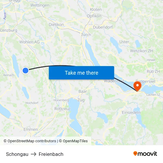 Schongau to Freienbach map