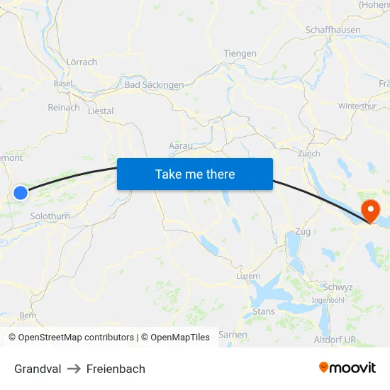 Grandval to Freienbach map
