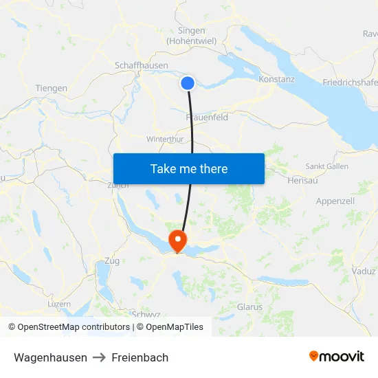 Wagenhausen to Freienbach map