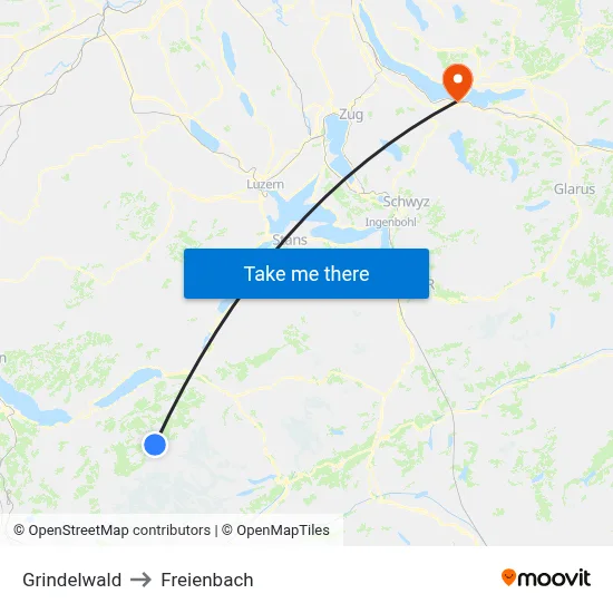Grindelwald to Freienbach map