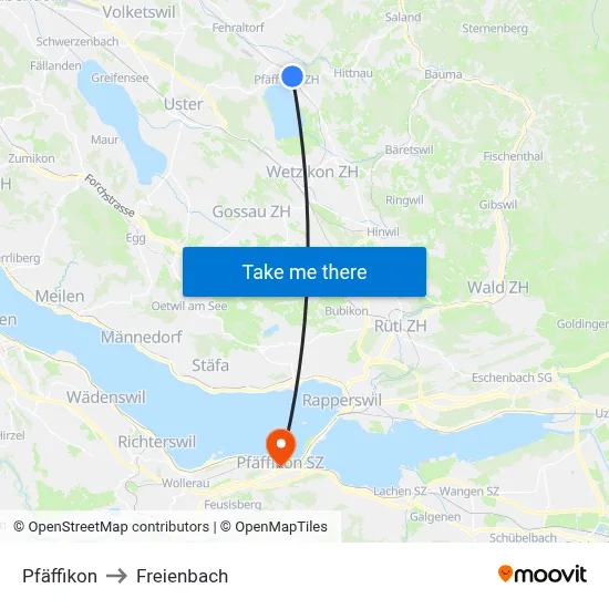 Pfäffikon to Freienbach map