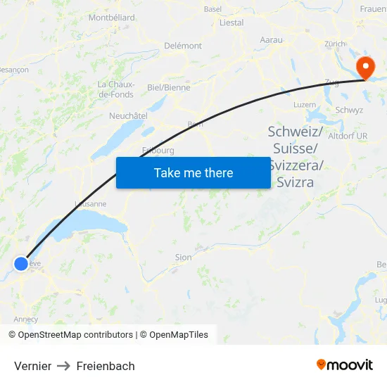 Vernier to Freienbach map