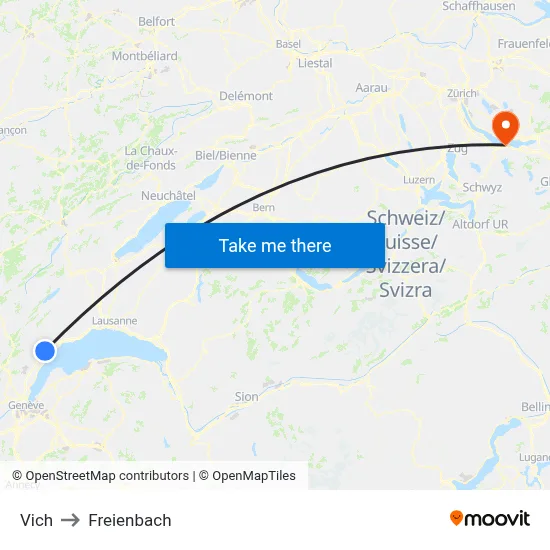 Vich to Freienbach map
