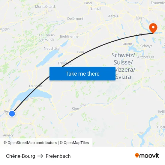 Chêne-Bourg to Freienbach map