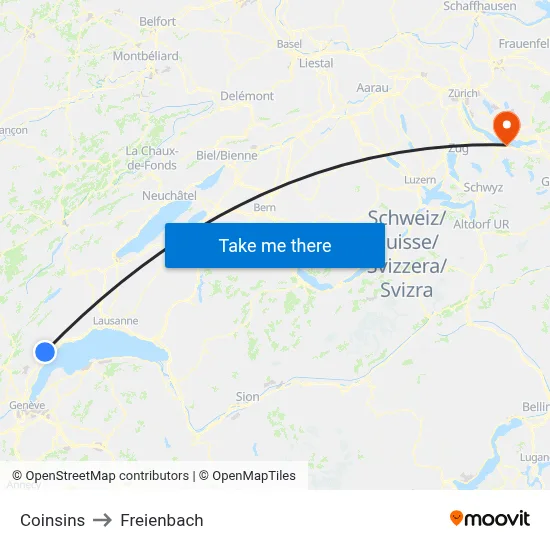 Coinsins to Freienbach map