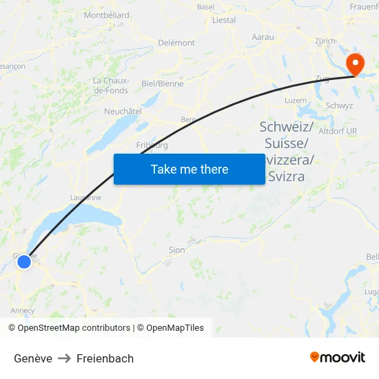 Genève to Freienbach map