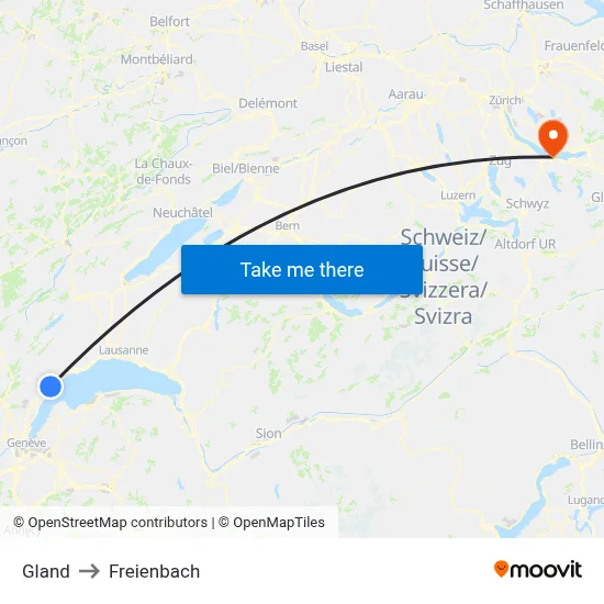 Gland to Freienbach map