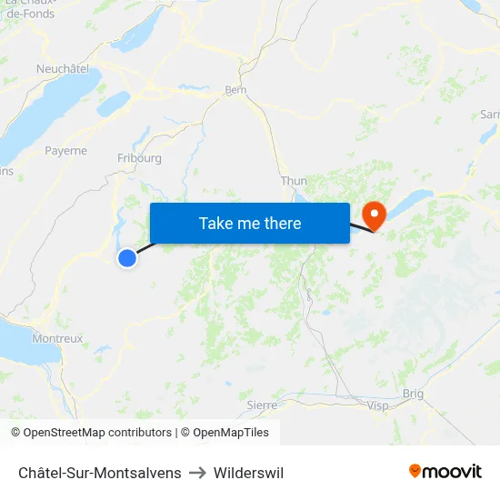 Châtel-Sur-Montsalvens to Wilderswil map