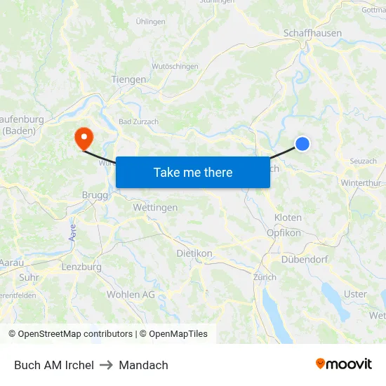 Buch AM Irchel to Mandach map