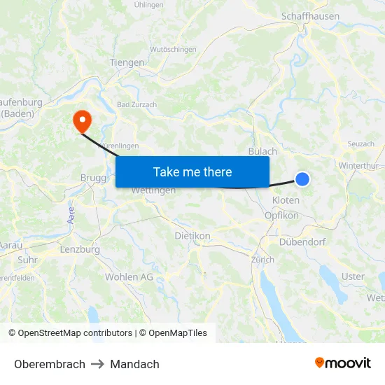Oberembrach to Mandach map