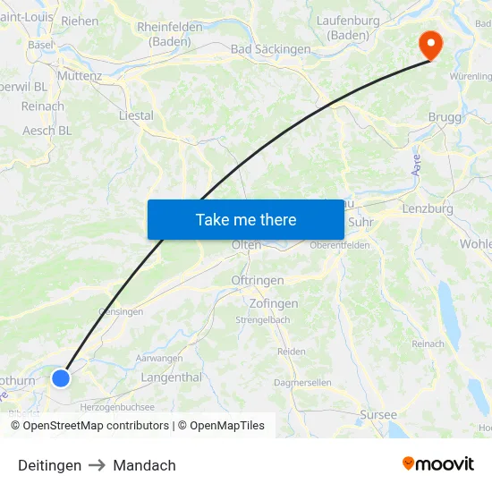Deitingen to Mandach map