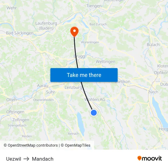 Uezwil to Mandach map