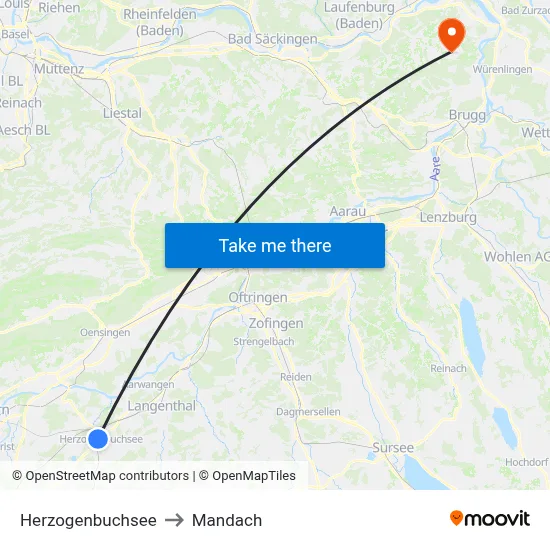 Herzogenbuchsee to Mandach map