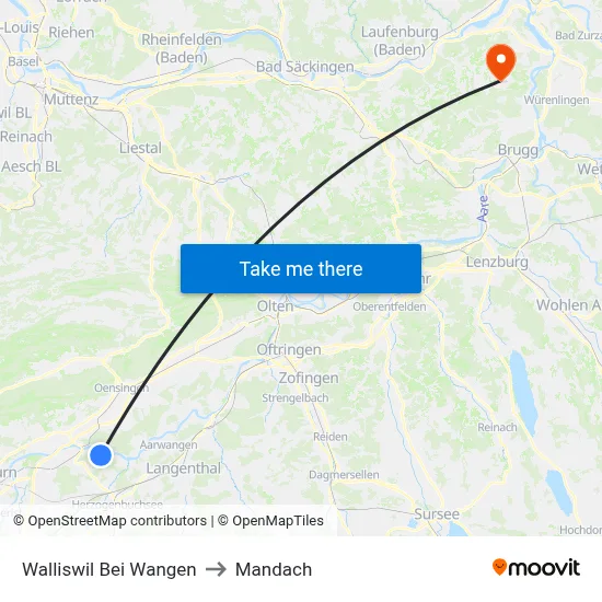 Walliswil Bei Wangen to Mandach map