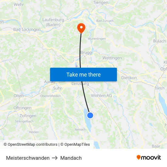 Meisterschwanden to Mandach map