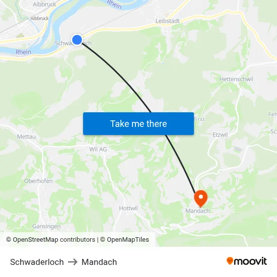 Schwaderloch to Mandach map