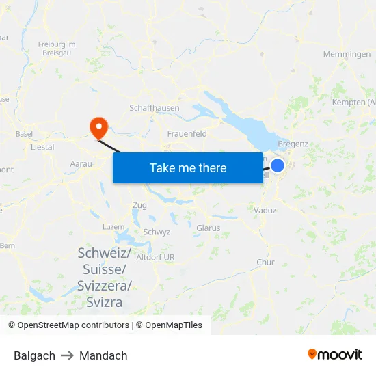 Balgach to Mandach map