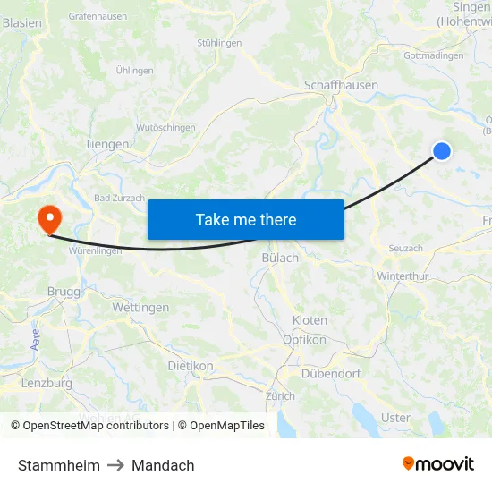 Stammheim to Mandach map