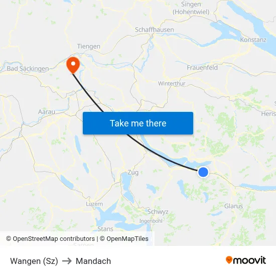 Wangen (Sz) to Mandach map