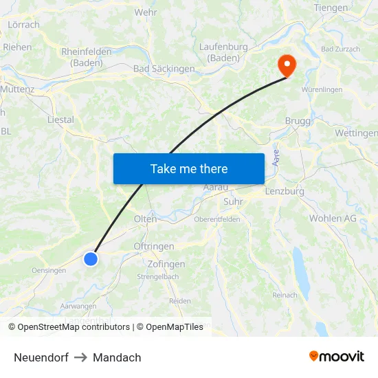 Neuendorf to Mandach map