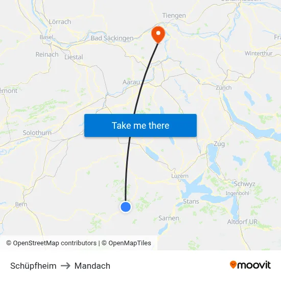 Schüpfheim to Mandach map