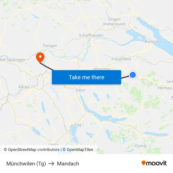 Münchwilen (Tg) to Mandach map