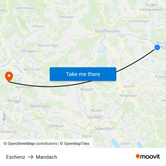 Eschenz to Mandach map