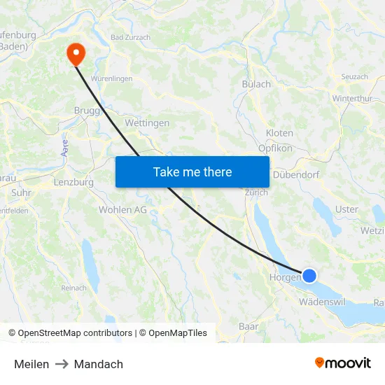 Meilen to Mandach map