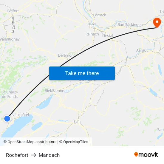 Rochefort to Mandach map