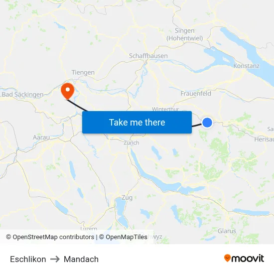 Eschlikon to Mandach map