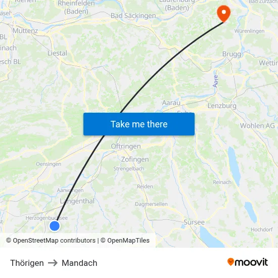 Thörigen to Mandach map