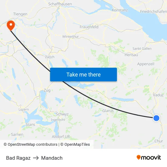 Bad Ragaz to Mandach map