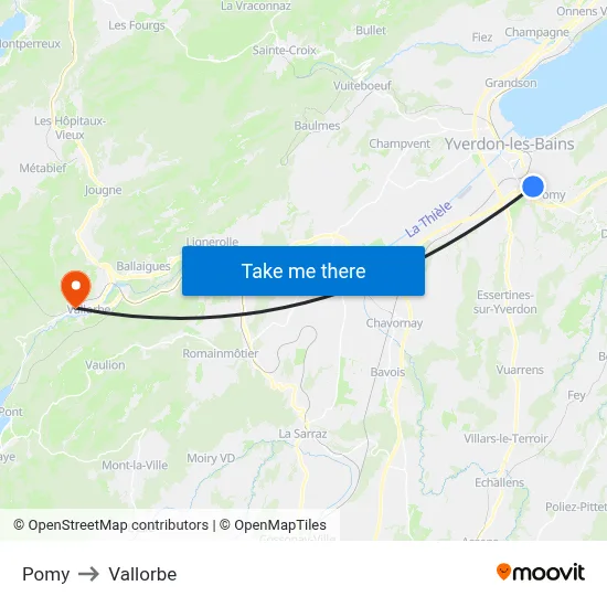 Pomy to Vallorbe map